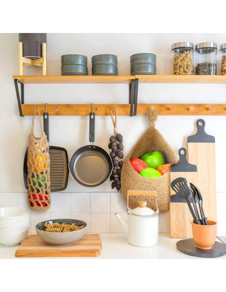 Cestas Colgantes de Yute Xuhal 4 Pcs para Cocina 35x29 cm