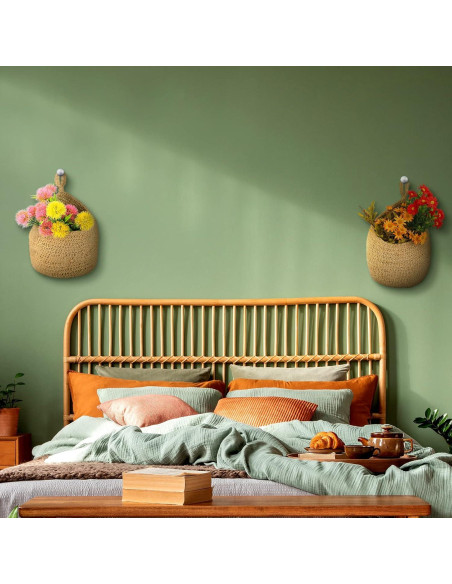 Cestas Colgantes de Yute Xuhal 4 Pcs para Cocina 35x29 cm