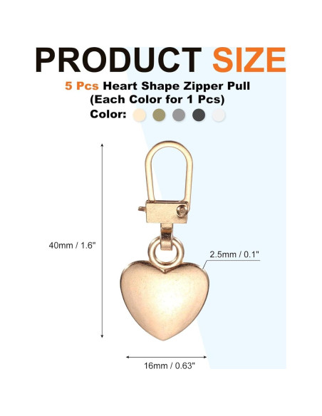 Tiradores de Cremallera de Metal MECCANIXITY 5 Pcs Multicolor