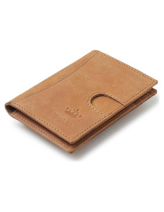 Billetera Slim de Cuero Genuino Bbelleco con Bloqueo RFID