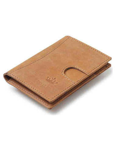 Billetera Slim de Cuero Genuino Bbelleco con Bloqueo RFID