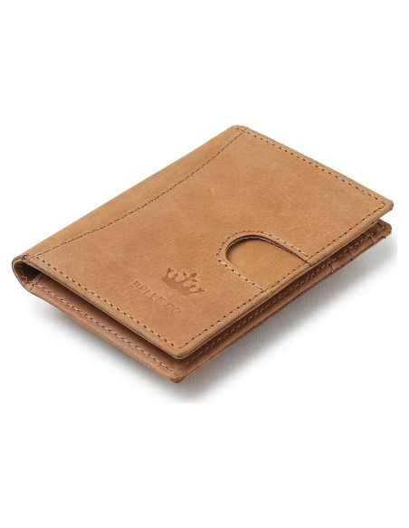 Billetera Slim de Cuero Genuino Bbelleco con Bloqueo RFID