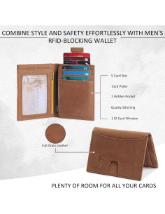 Billetera Slim de Cuero Genuino Bbelleco con Bloqueo RFID 2
