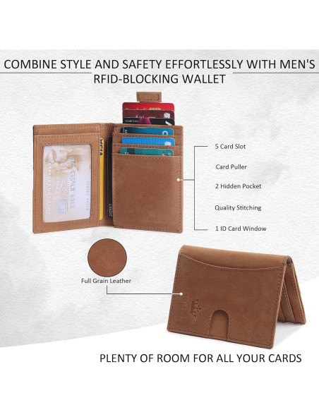 Billetera Slim de Cuero Genuino Bbelleco con Bloqueo RFID