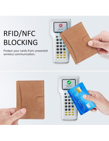Billetera Slim de Cuero Genuino Bbelleco con Bloqueo RFID