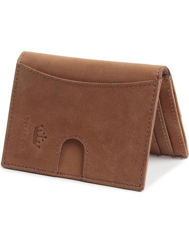 Billetera Slim de Cuero Genuino Bbelleco con Bloqueo RFID