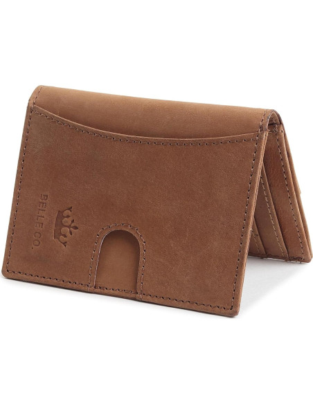 Billetera Slim de Cuero Genuino Bbelleco con Bloqueo RFID