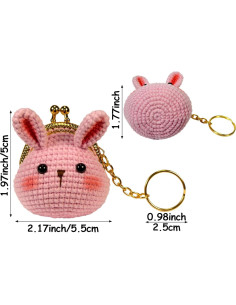 Monedero de Ganchillo Hecho a Mano para Niñas - Conejito Rosa 2