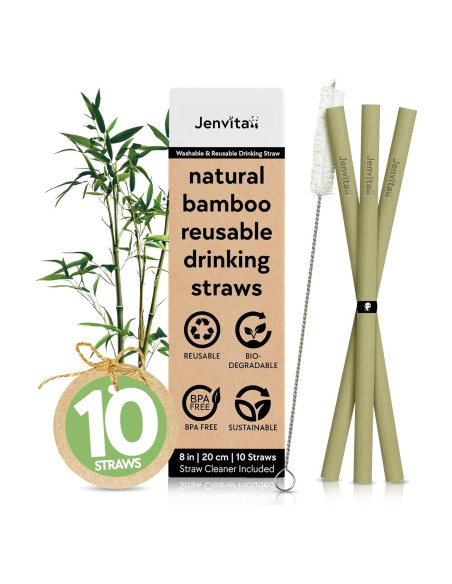 Pajitas de Bambú Jenvita 20 cm - Biodegradables y Reutilizables