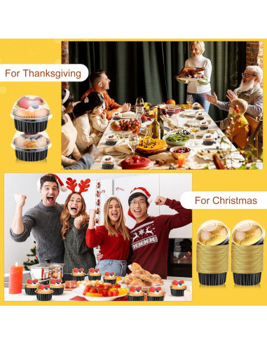 200 Forros para Cupcakes Gandeer 125 ml Aluminio Negro Oro