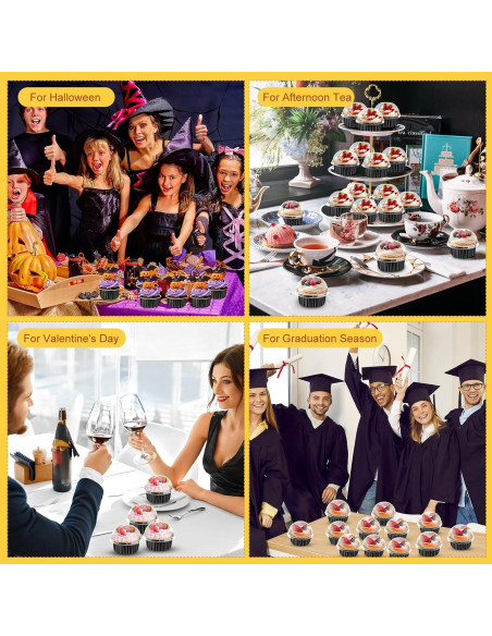 200 Forros para Cupcakes Gandeer 125 ml Aluminio Negro Oro