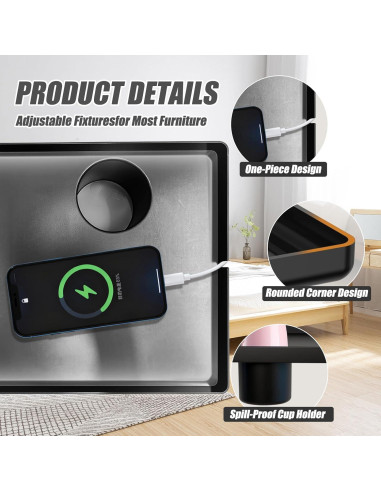 Estante de Cama LYLHZRMDGC Negro 43.2x29.5cm para Literas