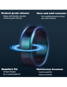 Anillo de Boda de Silicona para Hombres - Talla 12 - Colorido 2