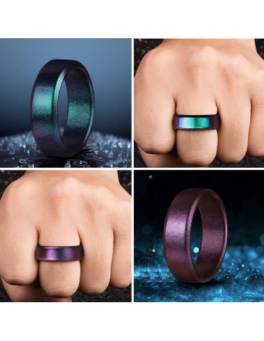 Anillo de Boda de Silicona para Hombres - Talla 12 - Colorido