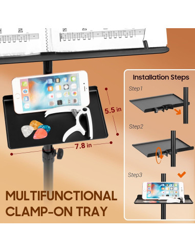 Soporte de Partituras CAHAYA Doble Uso con Bandeja y Bolsa