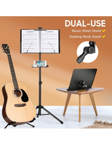 Soporte de Partituras CAHAYA Doble Uso con Bandeja y Bolsa
