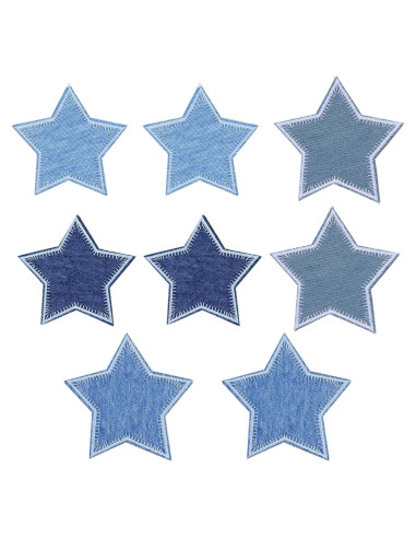 8 Parches de Estrella Azul GEEHUA para Planchar 8.5x8cm