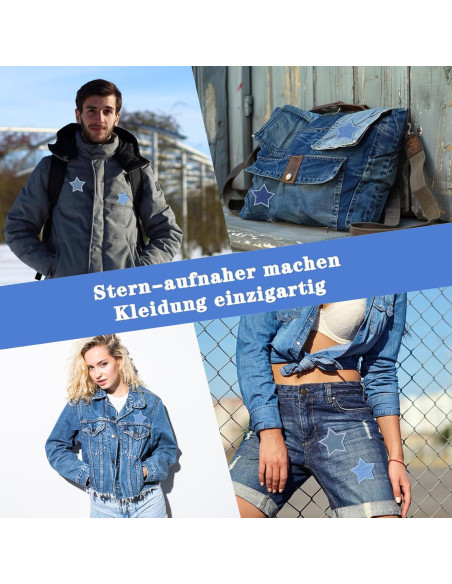 8 Parches de Estrella Azul GEEHUA para Planchar 8.5x8cm