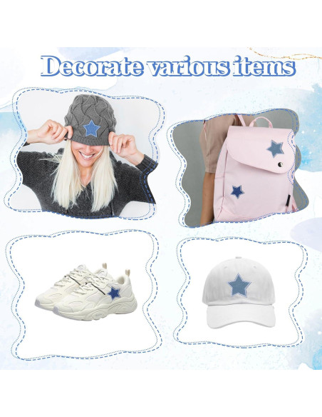 8 Parches de Estrella Azul GEEHUA para Planchar 8.5x8cm