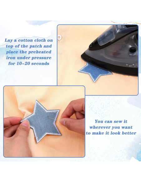 8 Parches de Estrella Azul GEEHUA para Planchar 8.5x8cm