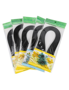 600 Tiras de Papel Quilling 3mm Walfront - Negro 390mm