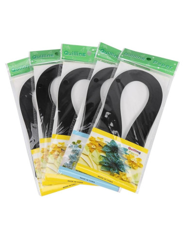 600 Tiras de Papel Quilling 3mm Walfront - Negro 390mm