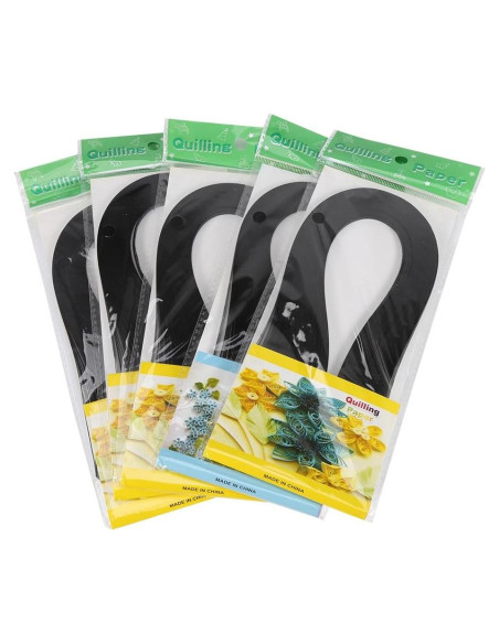 600 Tiras de Papel Quilling 3mm Walfront - Negro 390mm
