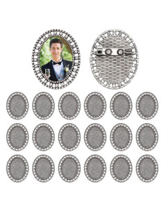 20 Pines de Solapa Cabochon Bezel Plateado 25x18mm DIY