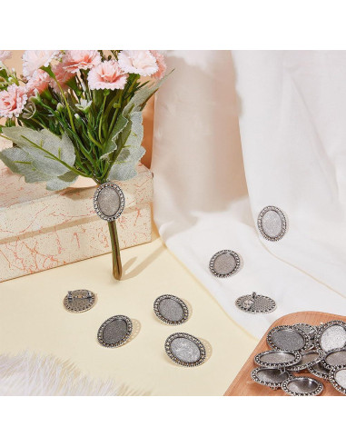 20 Pines de Solapa Cabochon Bezel Plateado 25x18mm DIY