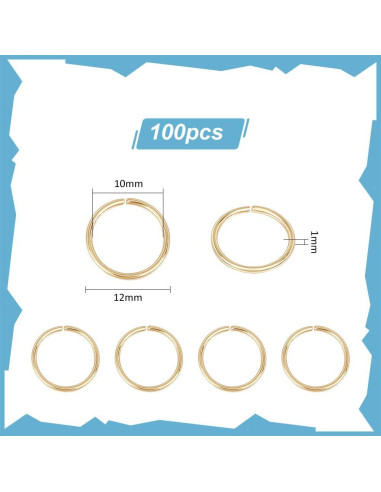 Anillas Abiertas de Acero Inoxidable 12mm UNICRAFTALE 100Pcs