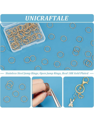 Anillas Abiertas de Acero Inoxidable 12mm UNICRAFTALE 100Pcs