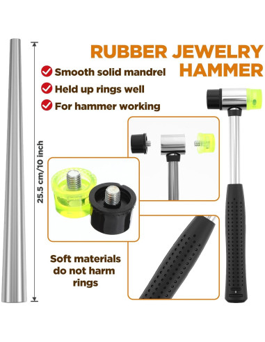 Kit de Reparación de Anillos JOUTYFOR 12 Piezas con Mandril y Martillo