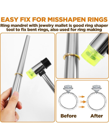 Kit de Reparación de Anillos JOUTYFOR 12 Piezas con Mandril y Martillo