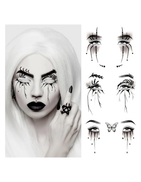14 Hojas Tatuajes Temporales Halloween Furimuk - Maquillaje Facial