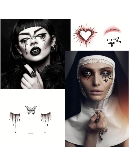 14 Hojas Tatuajes Temporales Halloween Furimuk - Maquillaje Facial