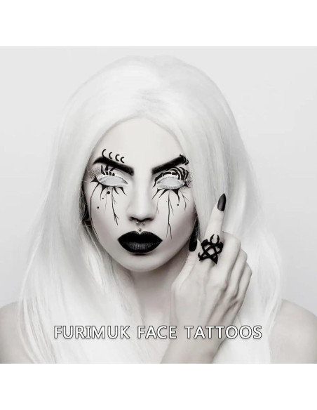 14 Hojas Tatuajes Temporales Halloween Furimuk - Maquillaje Facial