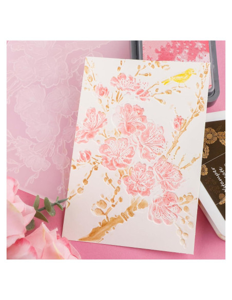 Plantilla de Relieve 3D BAOFALI Ciruelo 16x11 cm para Tarjetas