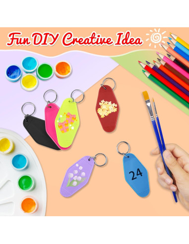 40 Llaveros de Motel Coloridos Happtkey 9x4.5 cm DIY Retro