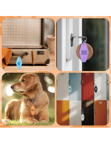 40 Llaveros de Motel Coloridos Happtkey 9x4.5 cm DIY Retro