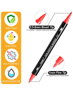 30 Marcadores Acrílicos Doble Punta TANMIT - Multicolor 2