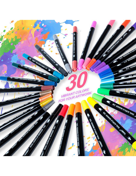30 Marcadores Acrílicos Doble Punta TANMIT - Multicolor