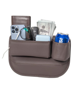 Organizador de Asiento de Coche WOVAZUS con Portavasos Marrón
