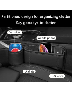 Organizador de Asiento de Coche WOVAZUS con Portavasos Marrón 2