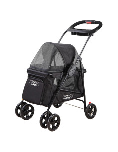 Carrito de Mascotas Simplicidad PETIQUE Negro 77.8x46x89.2cm