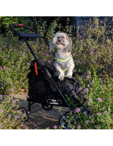 Carrito de Mascotas Simplicidad PETIQUE Negro 77.8x46x89.2cm