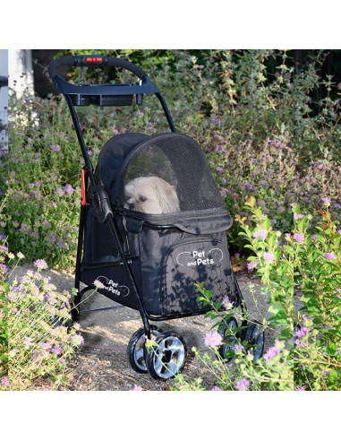 Carrito de Mascotas Simplicidad PETIQUE Negro 77.8x46x89.2cm