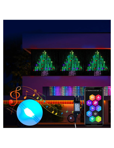 Luces de Cortina LED QINER 1x1m 400 LEDs IP65 1600 Colores