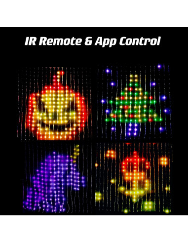 Luces de Cortina LED QINER 1x1m 400 LEDs IP65 1600 Colores