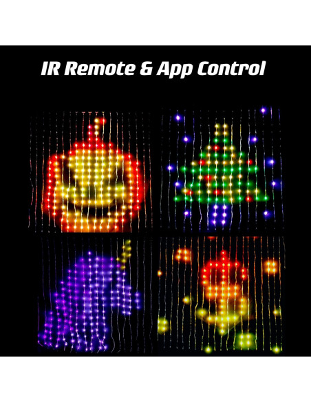 Luces de Cortina LED QINER 1x1m 400 LEDs IP65 1600 Colores