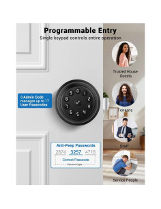 Cerradura Inteligente WREO K10mini con Teclado y Manija - Negra 2